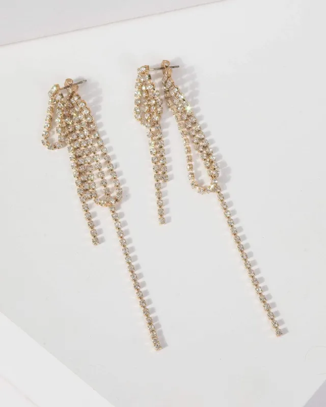 Gold Crystal Tassel Drop Earrings sold by Collete Hayman