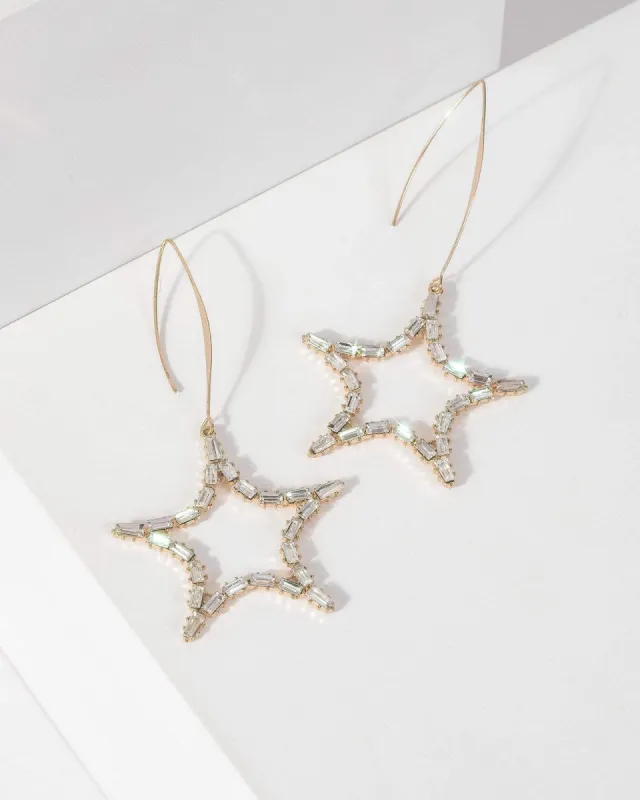 Gold Crystal Star Drop Earrings sold by Collete Hayman