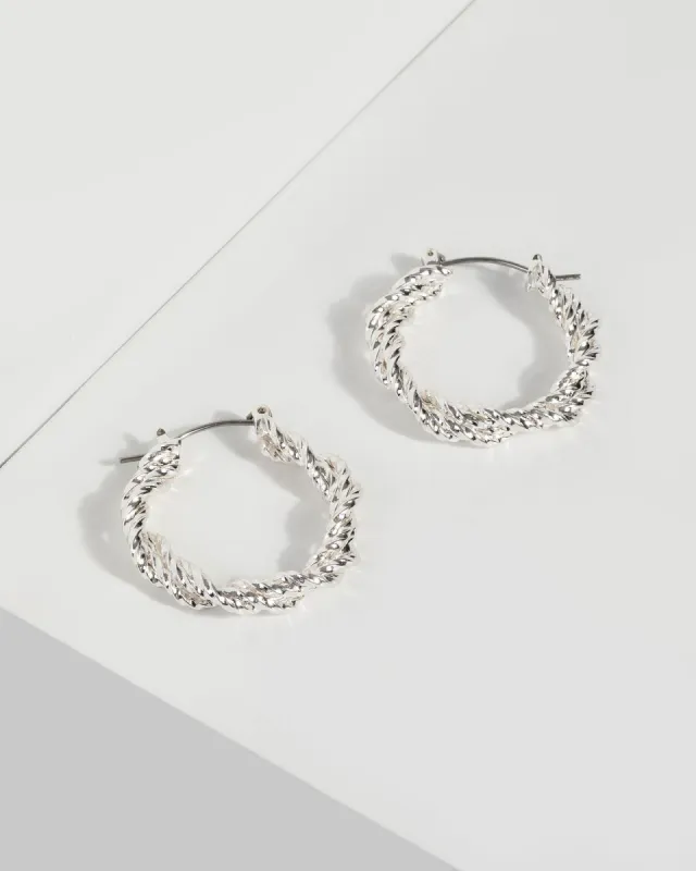 Silver Twisted Mini Textured Earrings sold by Collete Hayman