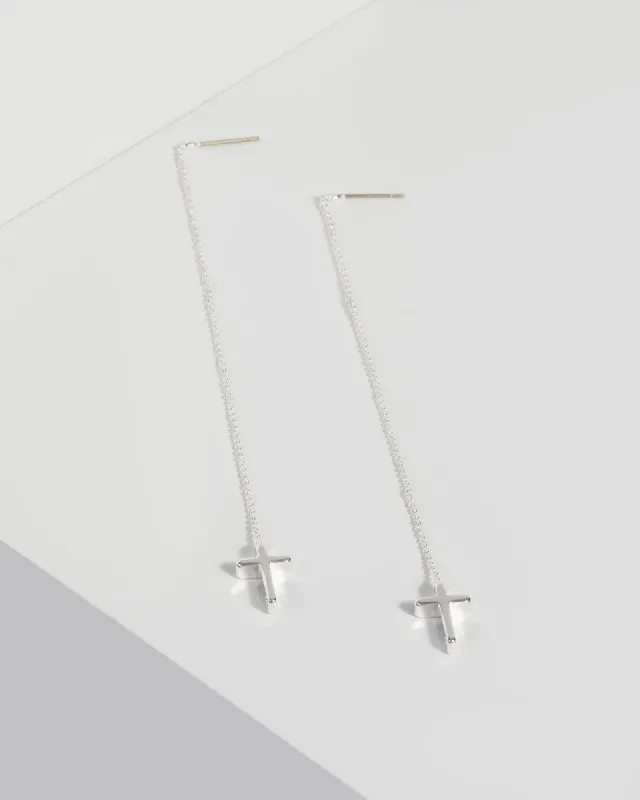 Silver Cross Pull Through Earrings sold by Collete Hayman