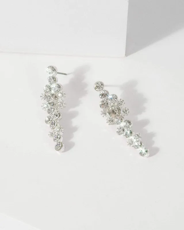 Silver Crystal Cluster Drop Earrings sold by Collete Hayman