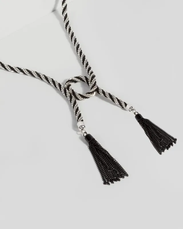 Silver Tassel Rope Lariat Necklace sold by Collete Hayman
