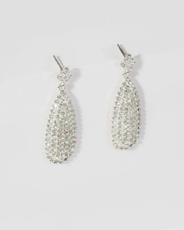 Silver Crystal Tear Drop Earrings sold by Collete Hayman