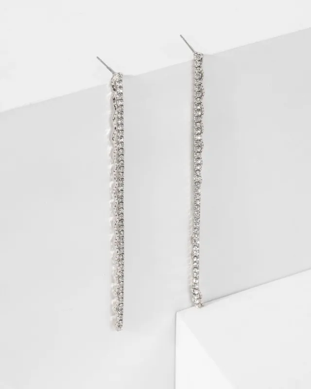 Silver Fine Crystal Drop Earrings sold by Collete Hayman