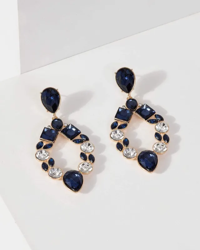Blue Statement Oval Drop Earrings sold by Collete Hayman
