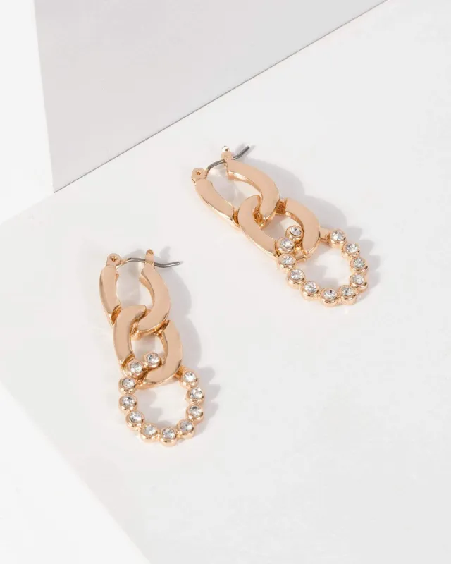 Gold  Pave Chain Link Drop Earrings sold by Collete Hayman