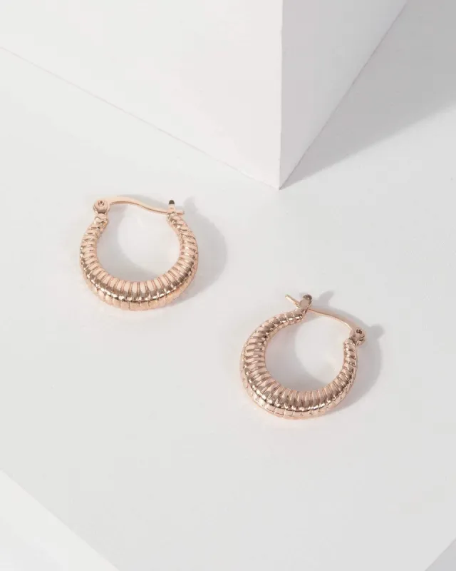 Rose Gold Mini Rounded Hoop Earrings sold by Collete Hayman