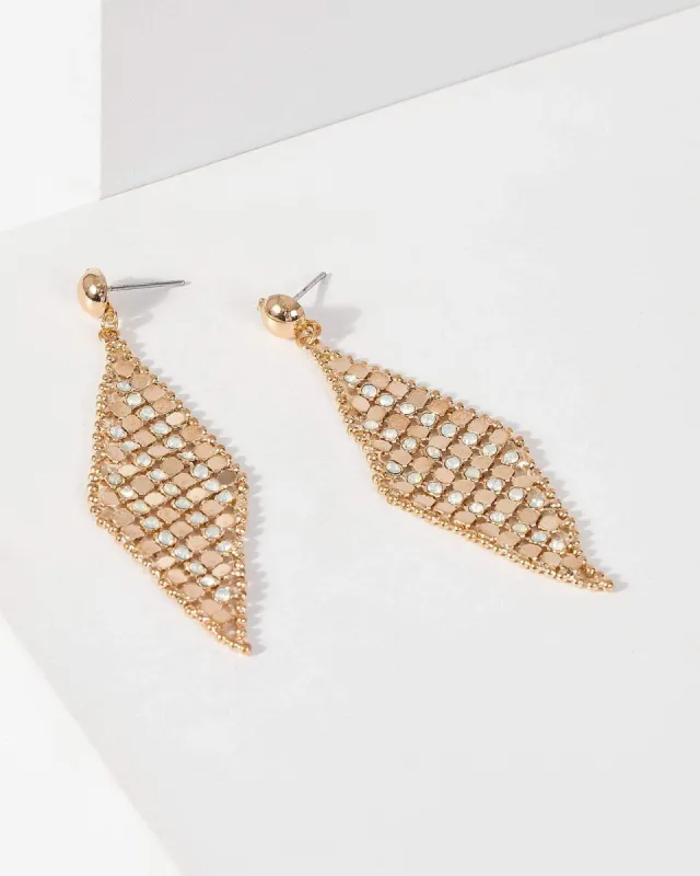 Gold Meshed Tassel Drop Earrings sold by Collete Hayman