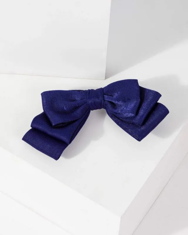 Blue Medium Hair Bow with Clip sold by Collete Hayman