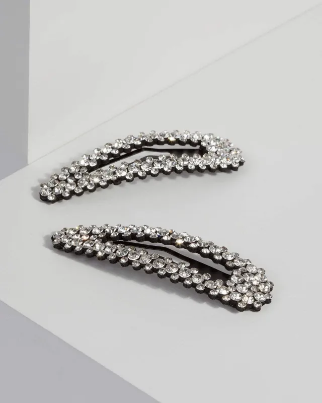 Silver Large Crystal Hair Clips sold by Collete Hayman