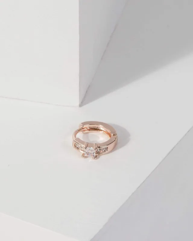 Single Rose Gold Jewelled Huggie Hoop Earring sold by Collete Hayman