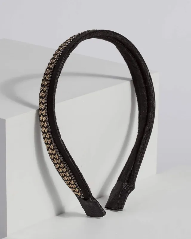 Black Textured Crystal Headband sold by Collete Hayman