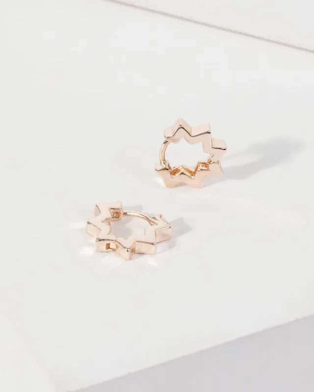 Rose Gold Star Point Huggie Hoop Earrings sold by Collete Hayman