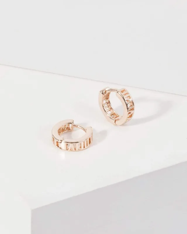 Rose Gold Fine Detailed Huggie Hoop Earrings sold by Collete Hayman