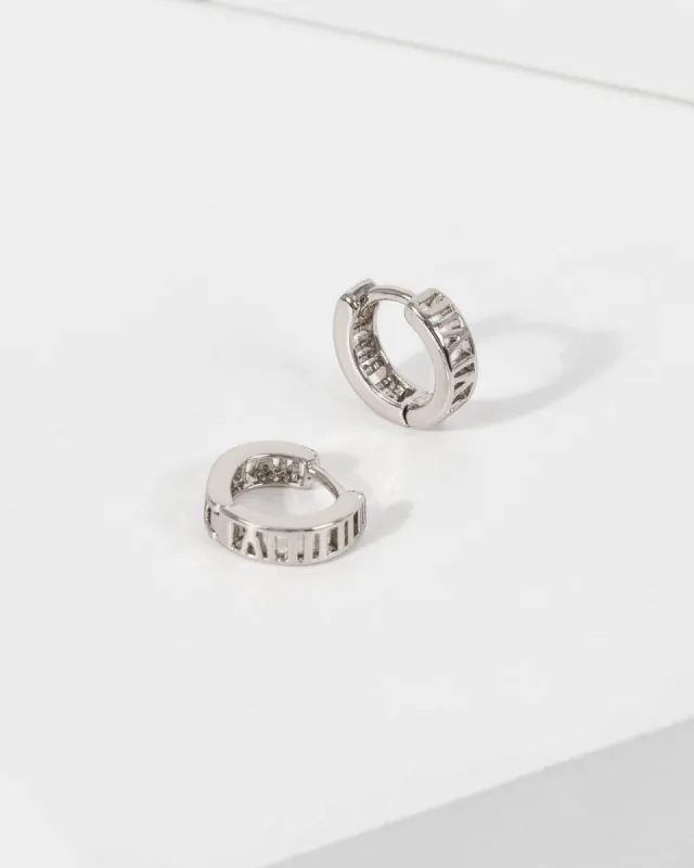 White Gold Fine Detailed Huggie Hoop Earrings sold by Collete Hayman