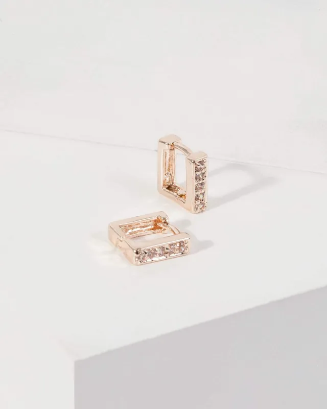 Rose Gold Pave Square Hoop Earrings sold by Collete Hayman