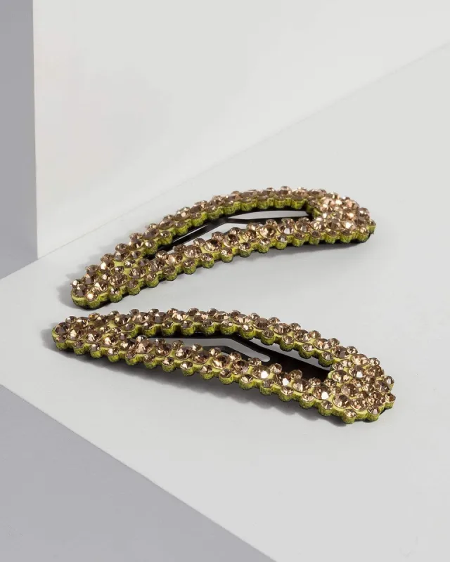 Yellow Large Crystal Hair Clips sold by Collete Hayman