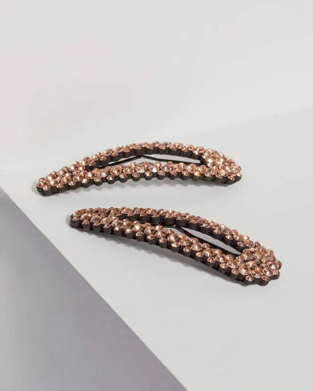 Peach Large Crystal Hair Clips sold by Collete Hayman