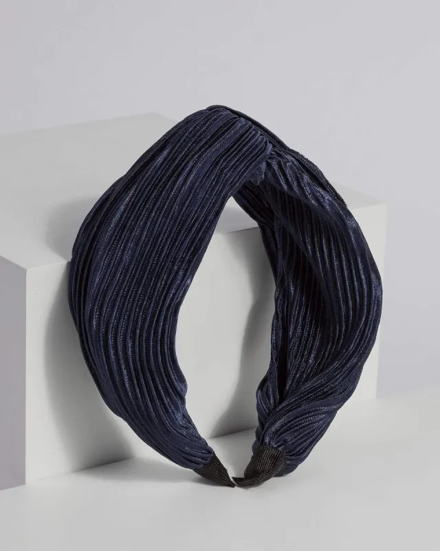 Navy Ribbed Fabric Headband sold by Collete Hayman