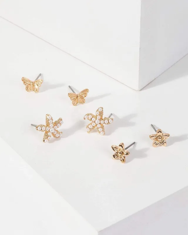Gold Starfish Stud Pack Earrings sold by Collete Hayman