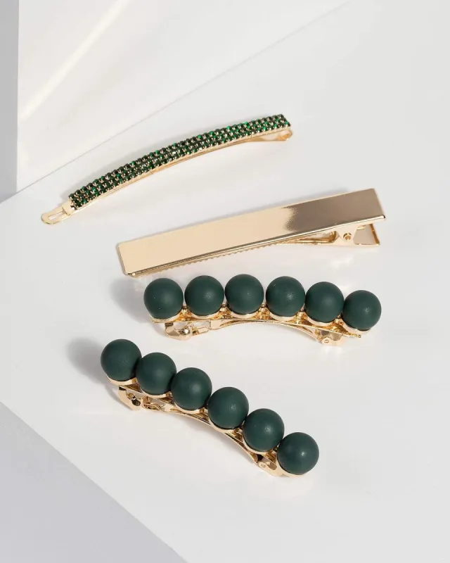 Green Velvet Heart Multi Hair Clips sold by Collete Hayman