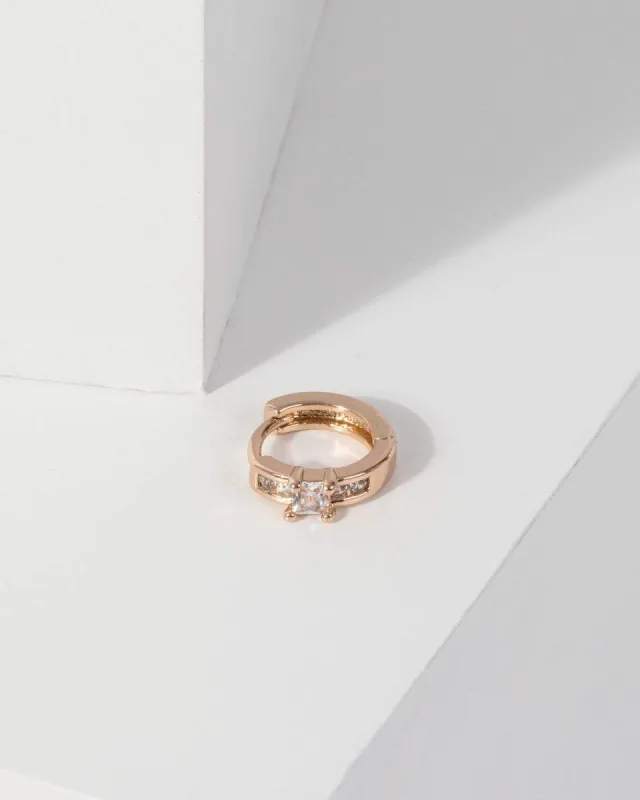 Single Gold Jewelled Huggie Hoop Earring sold by Collete Hayman