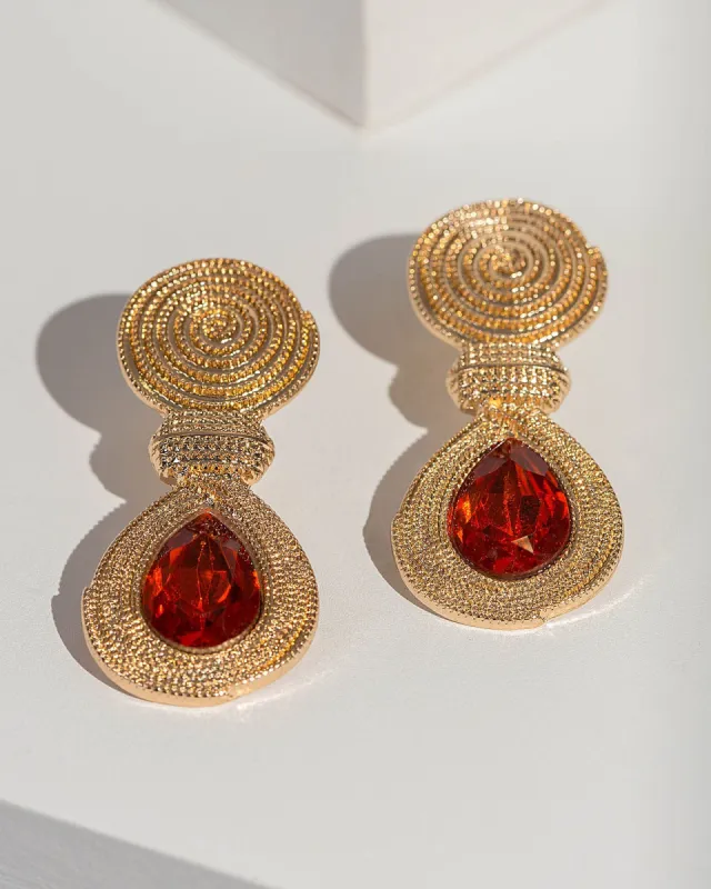 Red Textured Tear Drop Earrings sold by Collete Hayman