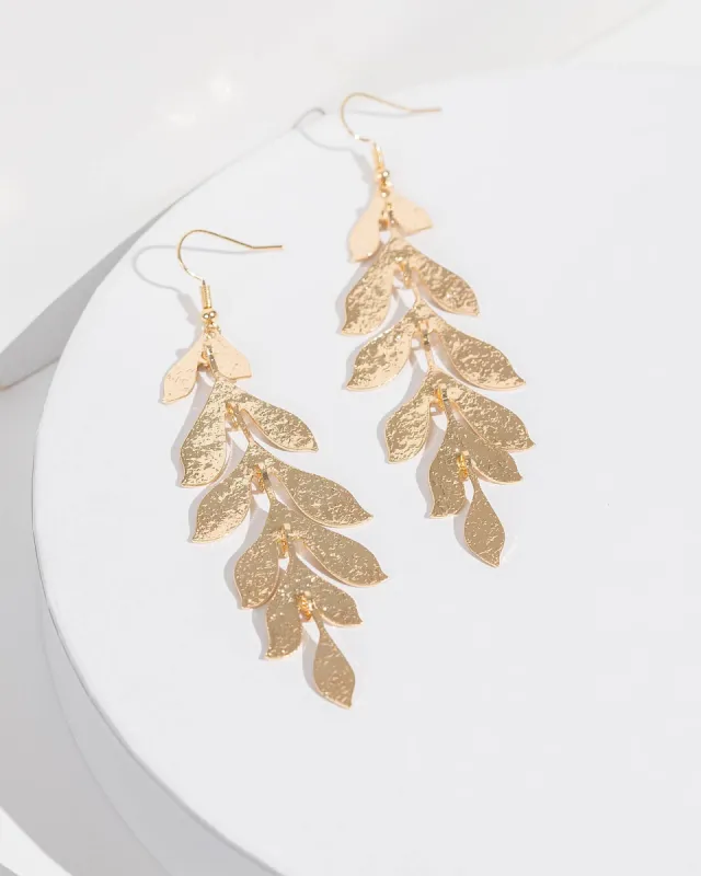 Multi Leaf Detail Hook Drop Earrings sold by Collete Hayman