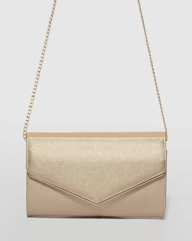 Gold Maddison Bar Clutch Bag sold by Collete Hayman