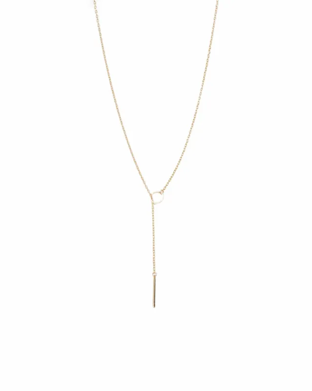Gold Tone Circle Bar Lariat Fine Necklace sold by Collete Hayman