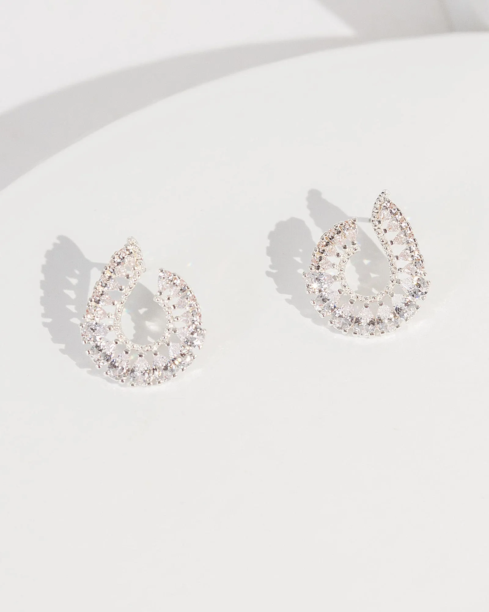 Silver Cubic Zirconia Loop Drop Earrings sold by Collete Hayman