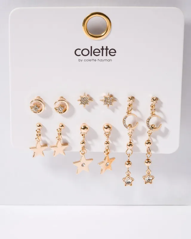 Gold Starry Nights Stud Pack Earrings sold by Collete Hayman
