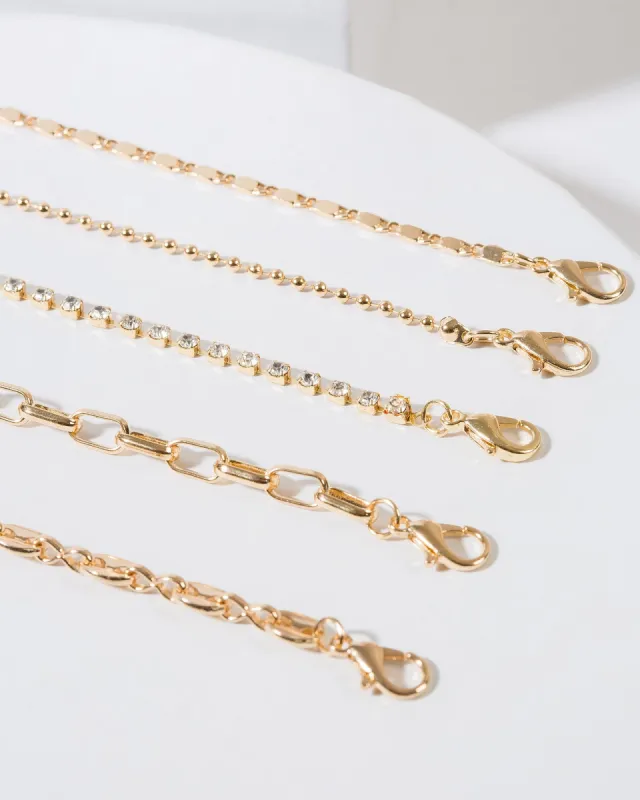 Gold Crystal Layered Chain Bracelet sold by Collete Hayman