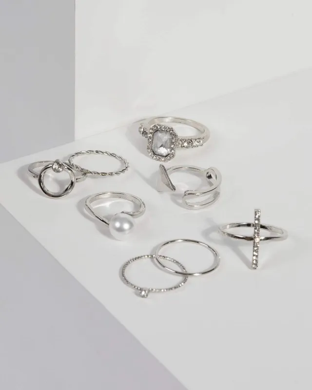 White Pearl Crystal Ring Set sold by Collete Hayman