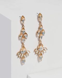 Gold Crystal Cluster Drop Earrings sold by Collete Hayman