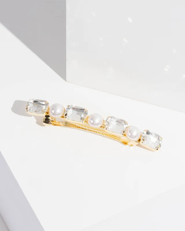 Crystal Crystal And Pearl Barrette Clip sold by Collete Hayman