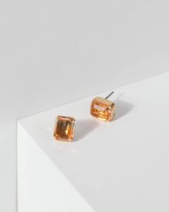 Gold Square Crystal Stud Earrings sold by Collete Hayman