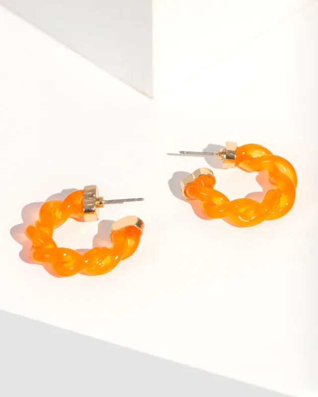 Orange Twist Jelly Hoop Earrings sold by Collete Hayman