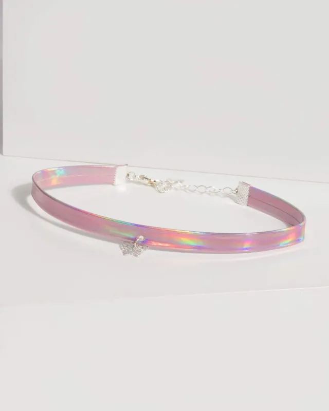 Pink Holograph Butterfly Choker sold by Collete Hayman