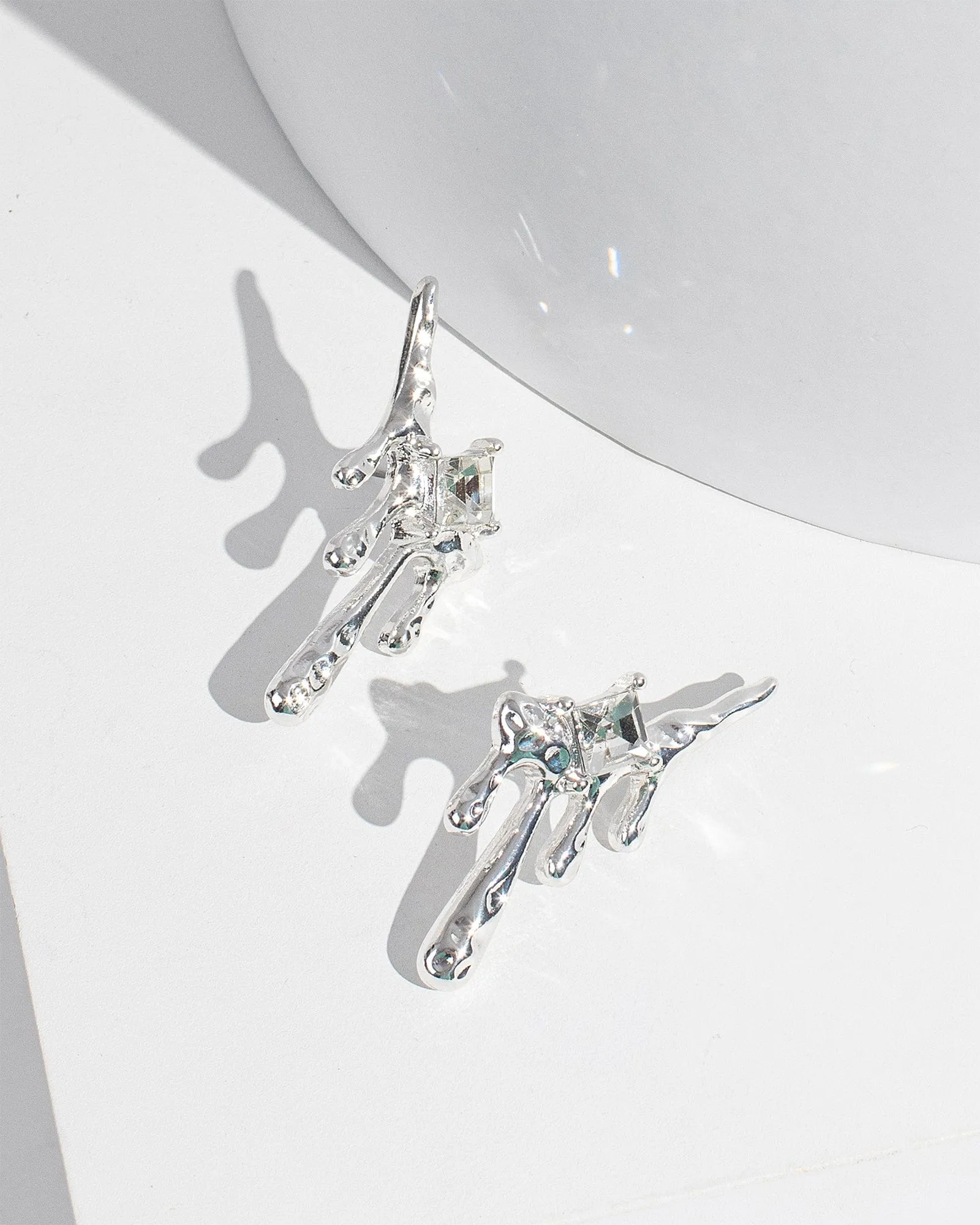 Crystal Liquid Metal Drop Earrings sold by Collete Hayman