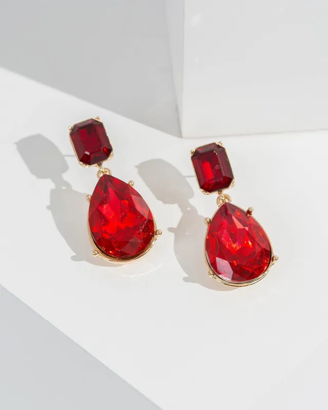 Red Crystal Cluster Drop Earrings sold by Collete Hayman