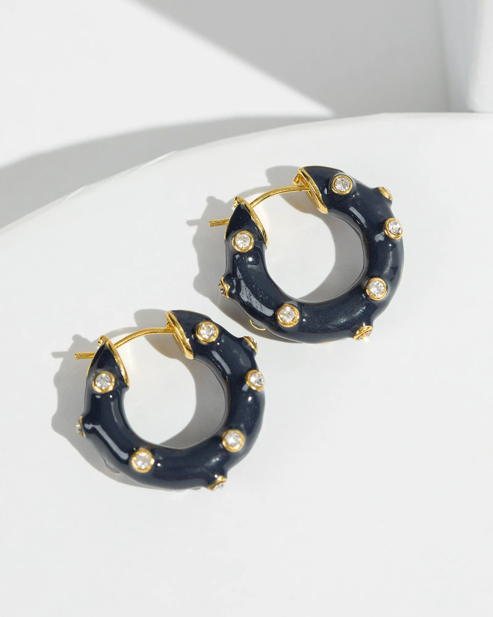Black Chunky Hoop With Crystal Earrings sold by Collete Hayman product image thumbnail 2