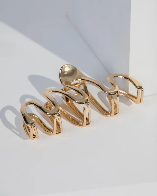 Gold Metal Wave Detail Claw Clip sold by Collete Hayman