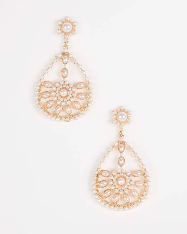 Gold Pearl Teardrop Stud Earrings sold by Collete Hayman