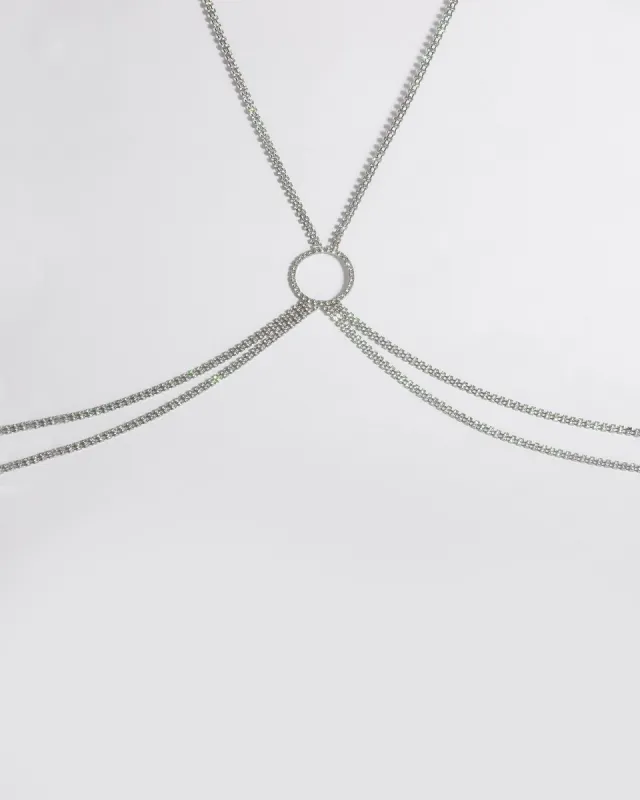 Silver Crystal Circle Pendant Body Chain sold by Collete Hayman