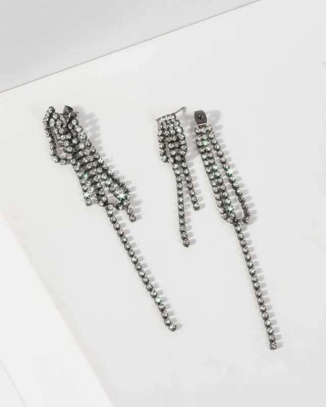 Gunmetal Crystal Cup Chain Drop Earrings sold by Collete Hayman