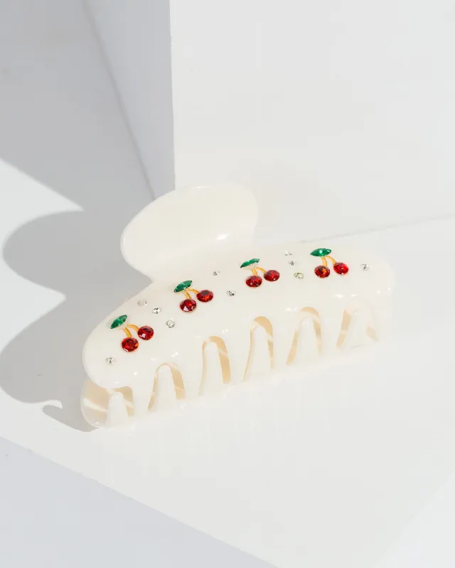 Pink Crystal Cherry Detail Claw Clip sold by Collete Hayman