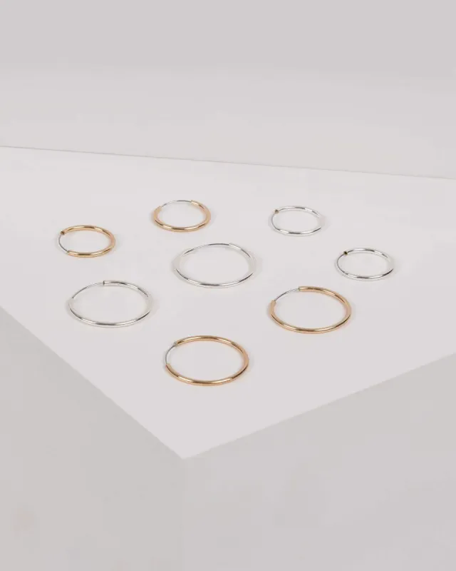 Mixed Metal Thin Hoop Earring Set sold by Collete Hayman