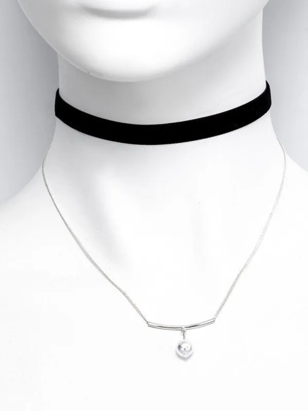Pearl Velvet Choker Necklace sold by Collete Hayman