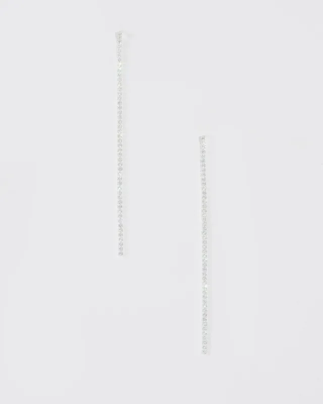 Silver Long Diamante Drop Earrings sold by Collete Hayman
